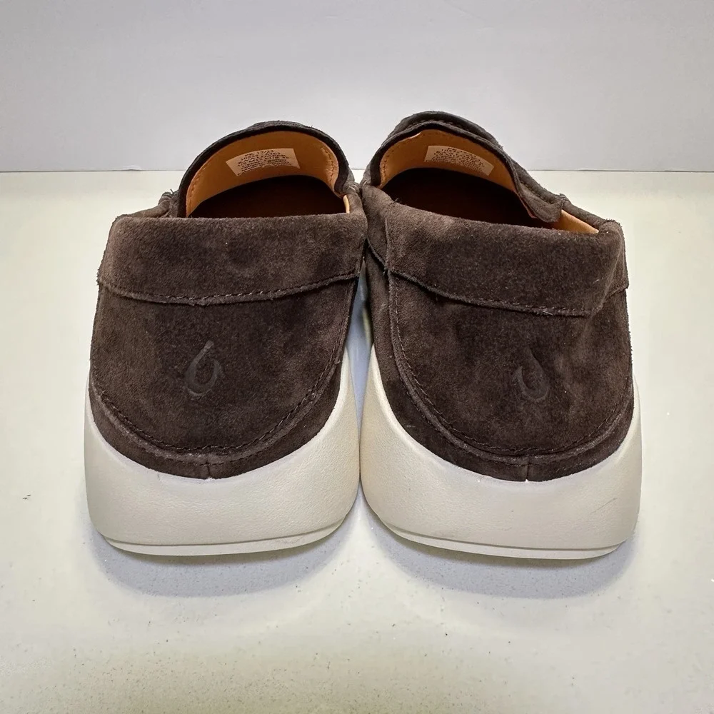 Men's‎ Olukai KA'A Loafer Slip-on Shoes Dark Wood Brown Suede NEW Size 12 Casual